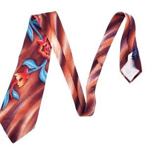 40s Wide Tie Hand Painted Floral Tropical Tiki Norton Caracci Co 4 Inches Wide